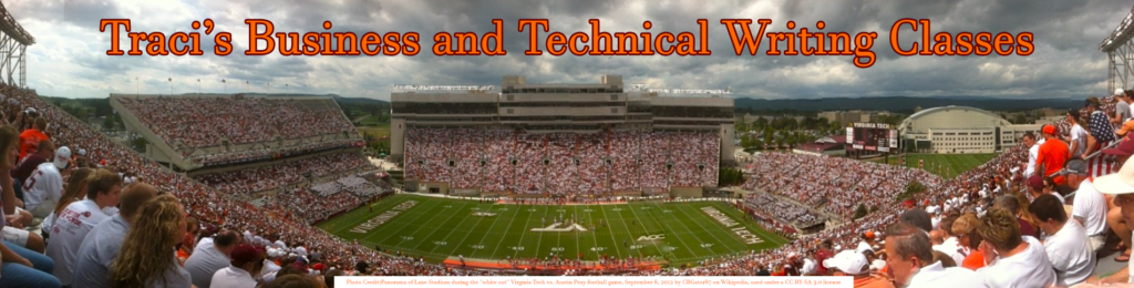 Panorama of Lane Stadium during the "white out" Virginia Tech vs. Austin Peay football game, September 8, 2012 by CBGator87 on Wikipedia, used under a CC BY-SA 3.0 license