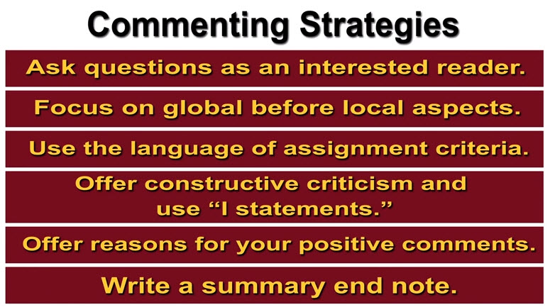 Screenshot from the Peer Review:Commenting Strategies video