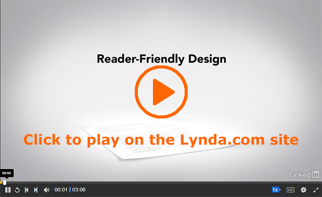 Screenshot of the opening image from the Lynda.com video on Reader-Friendly Design in Proposals 